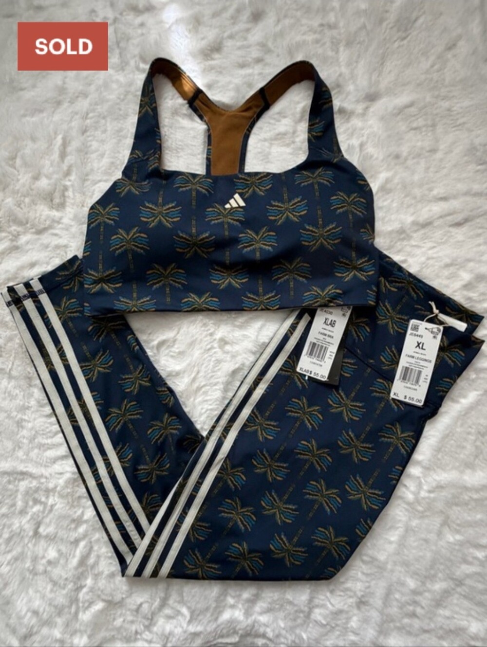 NWT Adidas x Farm Rio Medium-Support Bra & Matching 7/8 Tights, XL